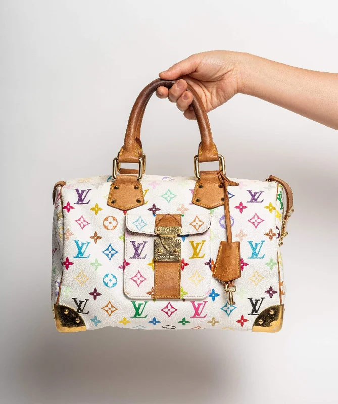 LOUIS VUITTON Monogram Murakami White Speedy 30 Hand Bag SP0013