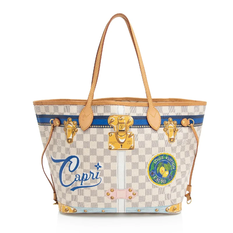 Louis Vuitton Limited Edition Damier Azur Summer Trunk Capri Neverfull MM Tote (SHF-hyU26o)