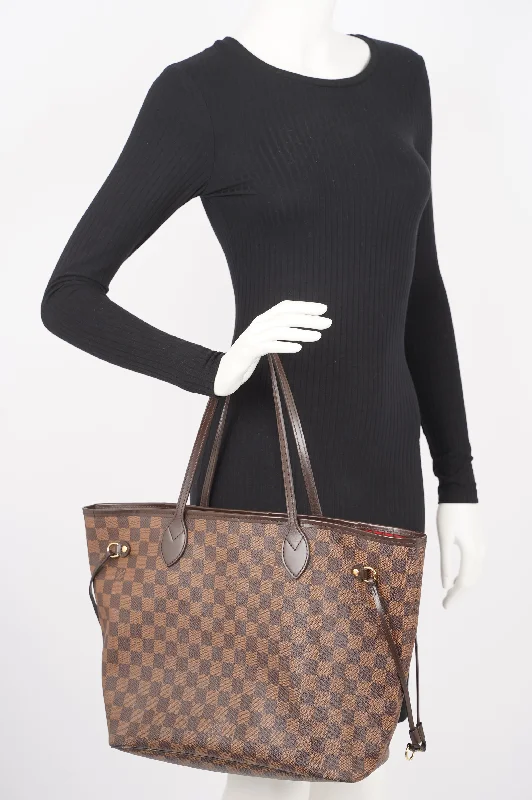 Louis Vuitton Womens Neverfull Bag Damier Ebene Canvas MM